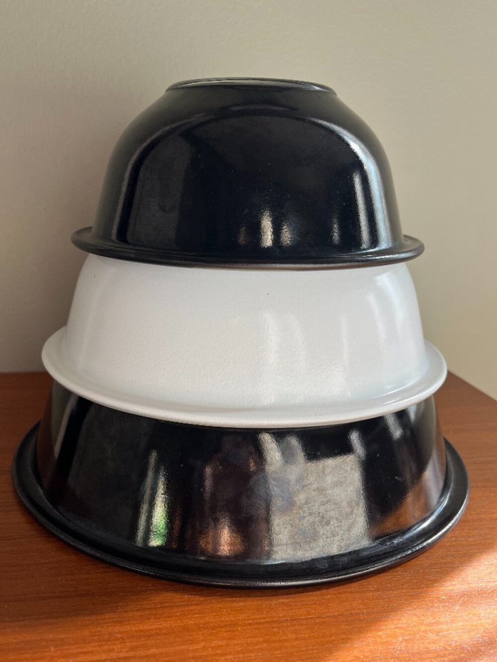 Pyrex Black and White Bowls